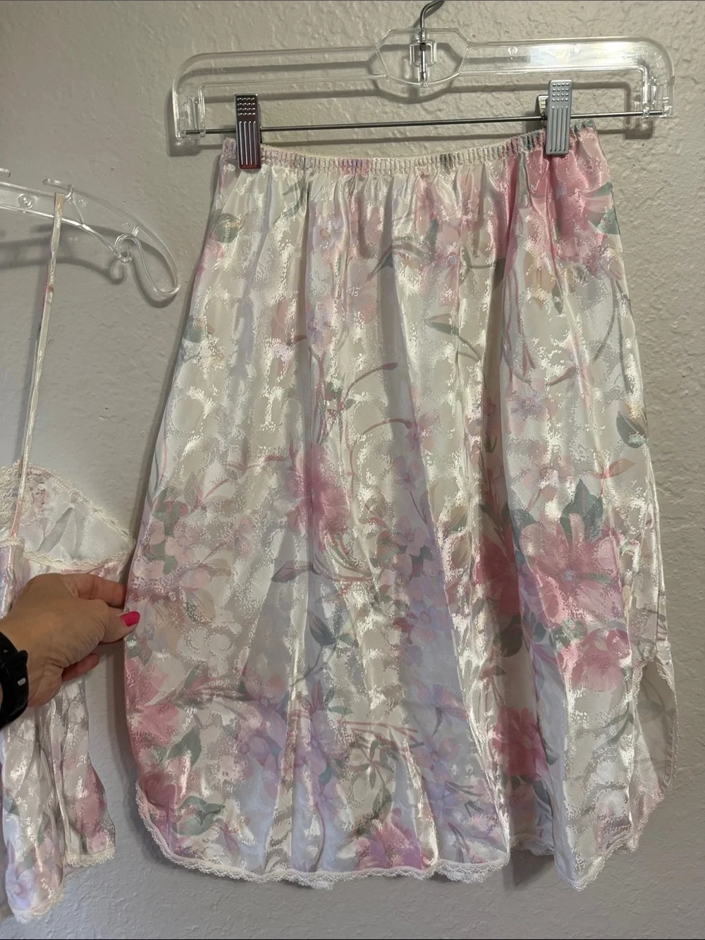 Vintage Floral Slip set Cami & Skirt Slip dress lace pastel flowers - Picture 5 of 9